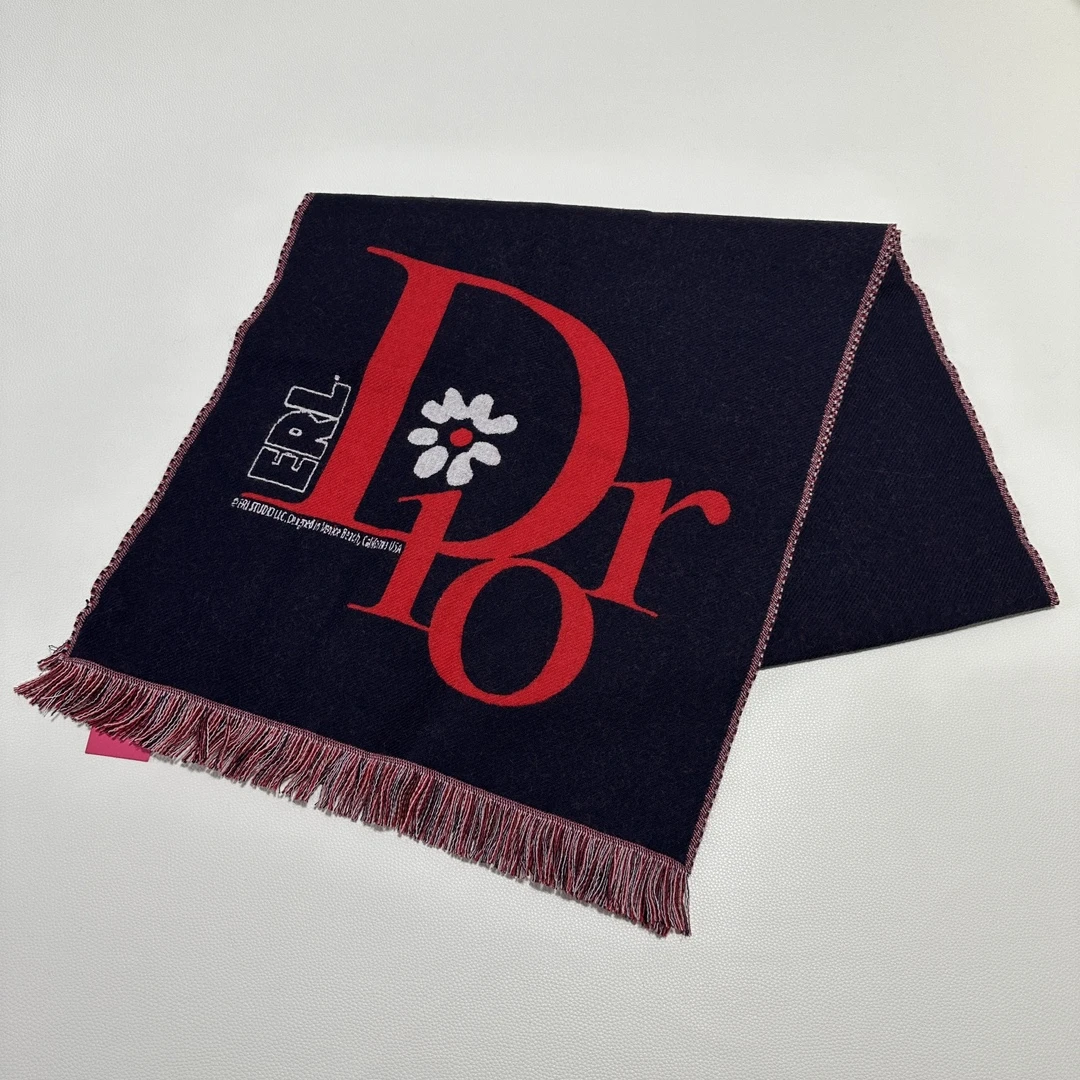 全新未使用 DIOR/迪奥 男士联名款 ERL迪奥大logo羊毛围巾 129401