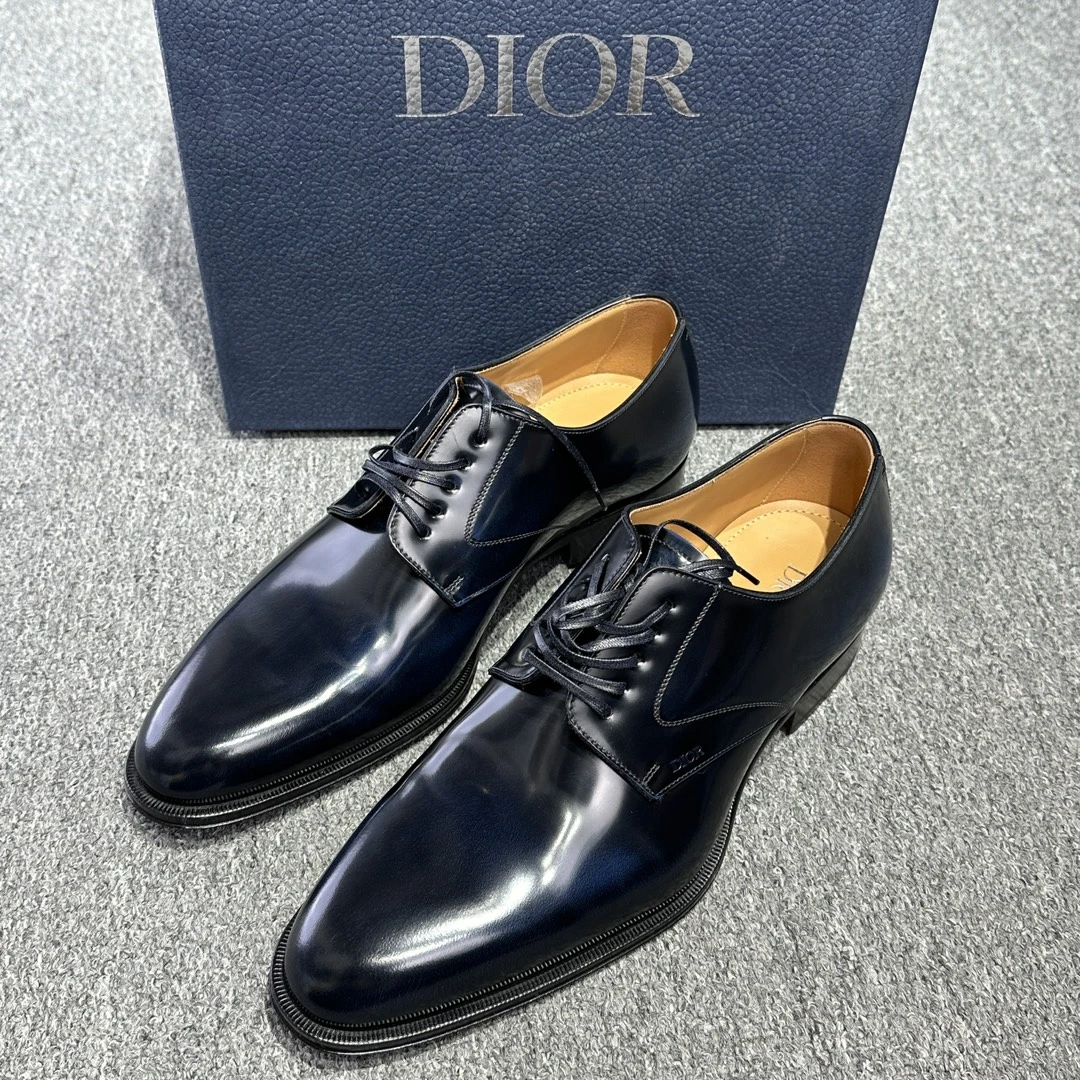 全新未使用 DIOR/迪奥 男士蓝色镜面正装鞋128897
