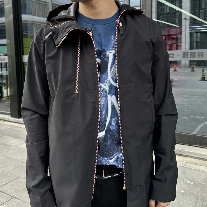 全新未使用 Givenchy/纪梵希 男士黑色内胆可拆卸长款风衣 149169