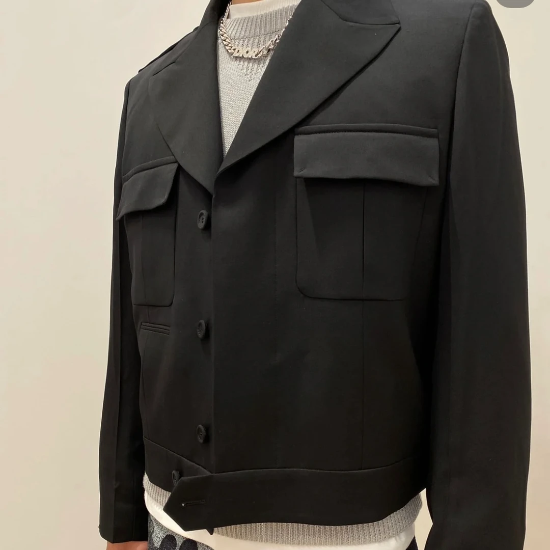 全新未使用 DIOR/迪奥 男士黑色立体口袋夹克休闲单西百搭 114568