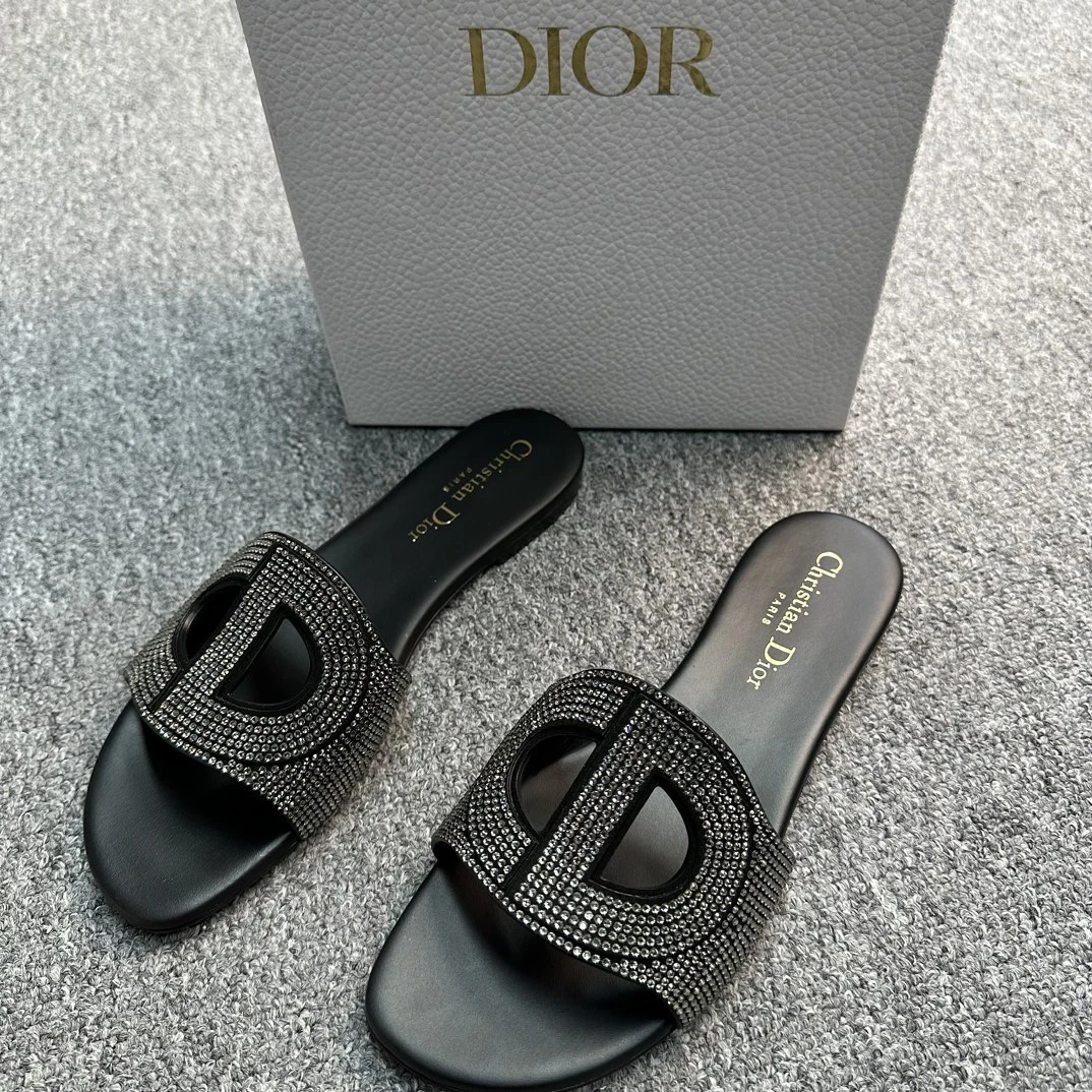 未使用 DIOR/迪奥 黑色CD 拖鞋114714