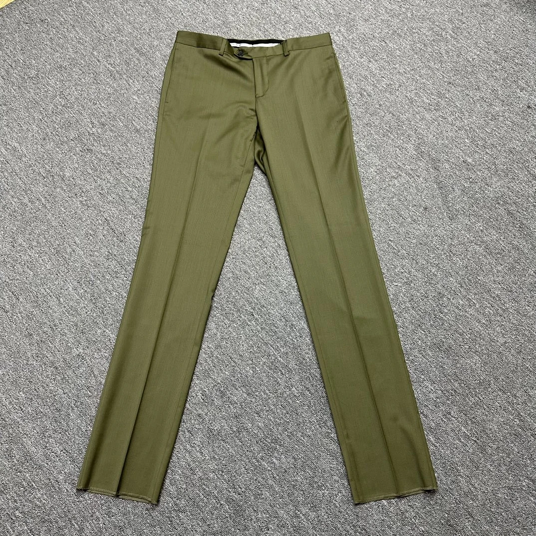 全新未使用 GIORGIO ARMANI/阿玛尼 男士绿色全羊毛西裤114507