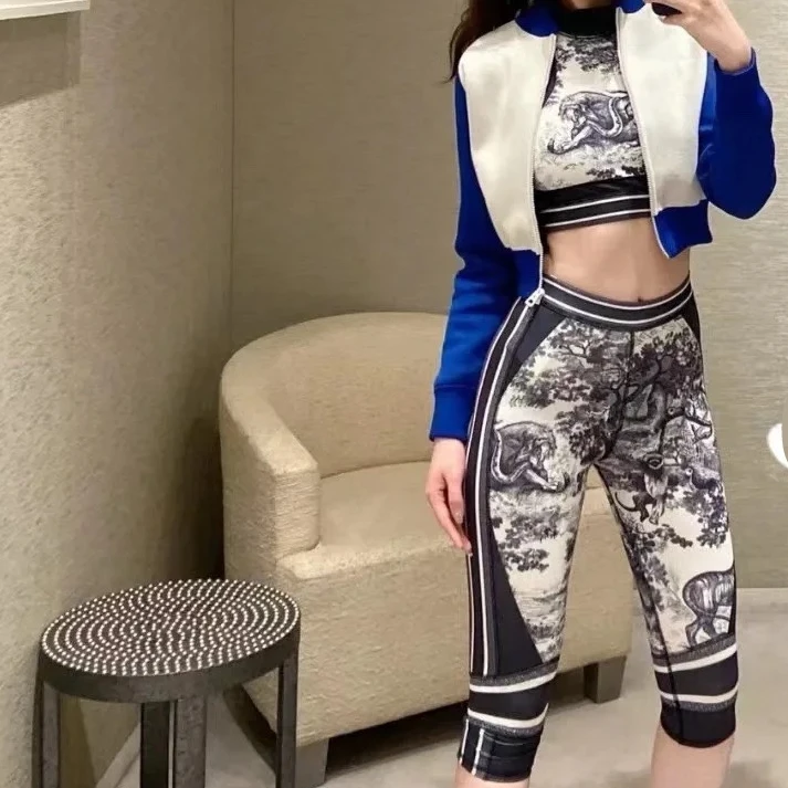 未使用 DIOR/迪奥 女蓝色瑜伽裤129106