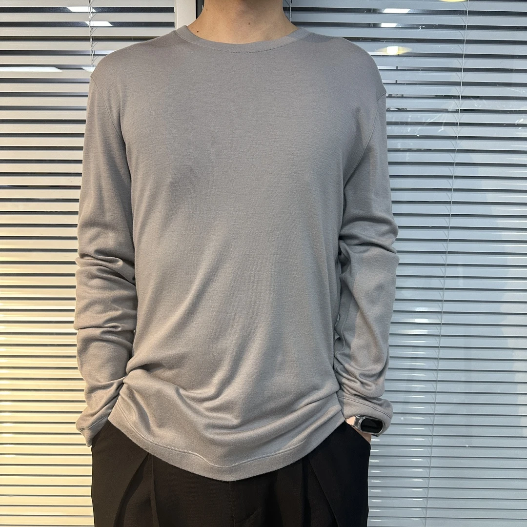 全新未使用 GIORGIO ARMANI/阿玛尼 男士灰色长袖T恤百搭  129682