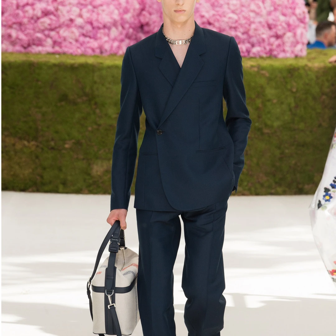 全新未使用 DIOR/迪奥 Olique 蓝色斜扣经典款羊毛单西114535男士