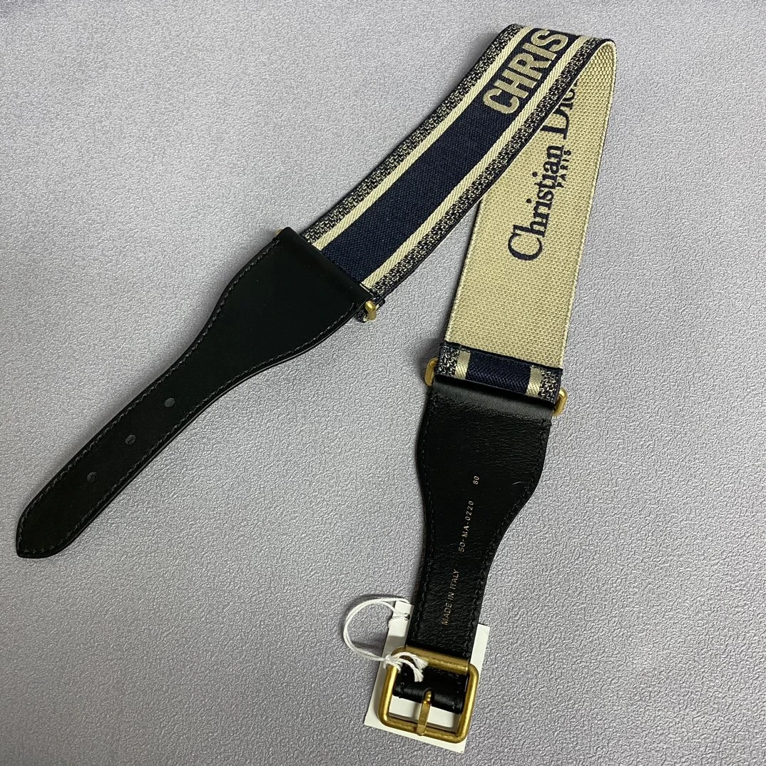 未使用 DIOR/迪奥 咖色中古均码黑色男士字母腰带115281