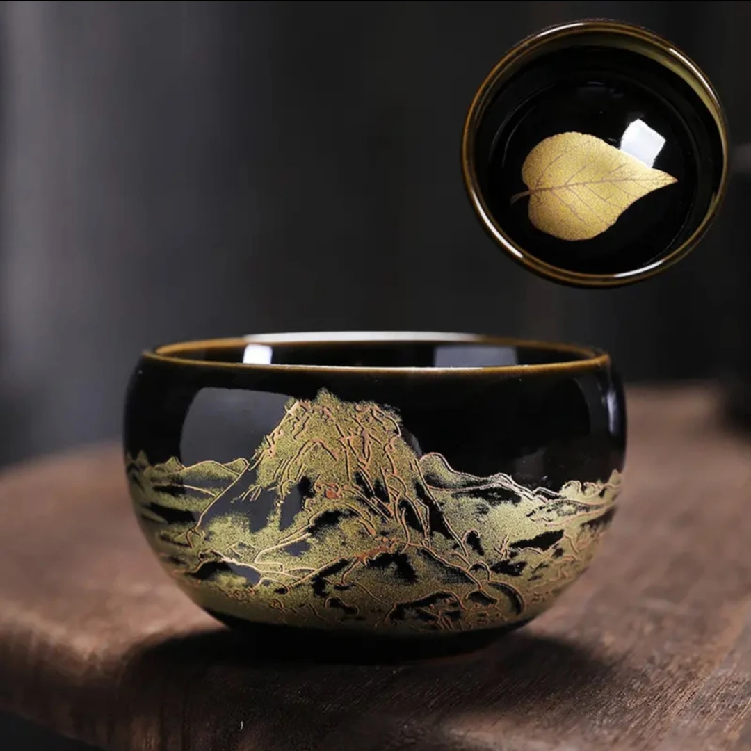 万里江山D一叶知秋 高端茶器 品茗杯禅意 手工茶盏陶瓷主人杯家用