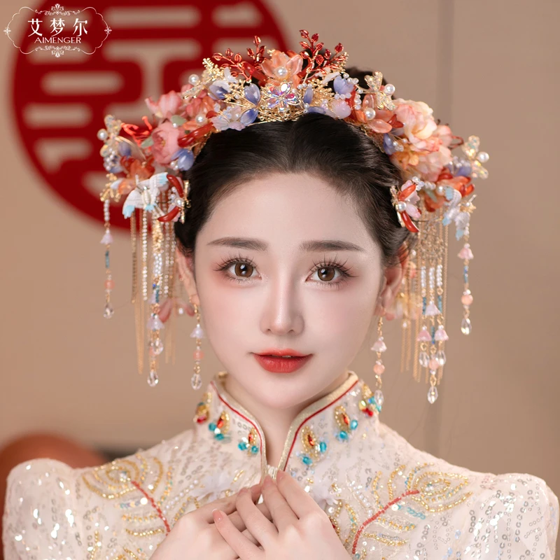 GX3005直播新娘头饰古风仙气减龄套装新中式秀禾马来褂配饰化妆师
