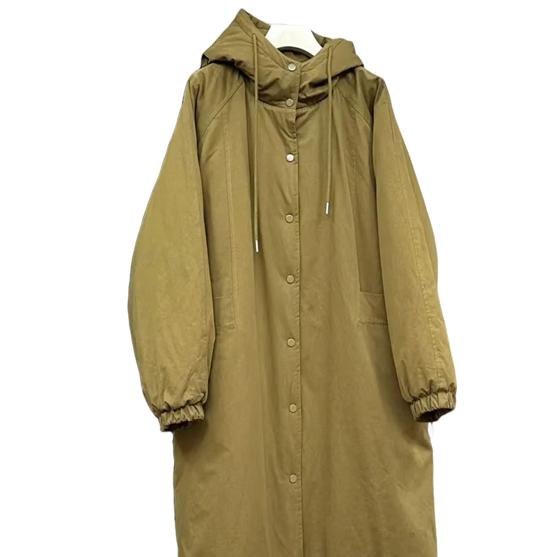 大码冬季时尚连帽纯色休闲棉衣简约大气女装棉服