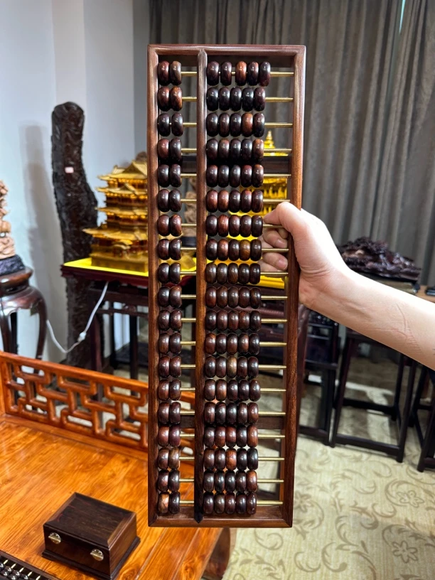 正品老挝大红酸枝老油料算盘19档