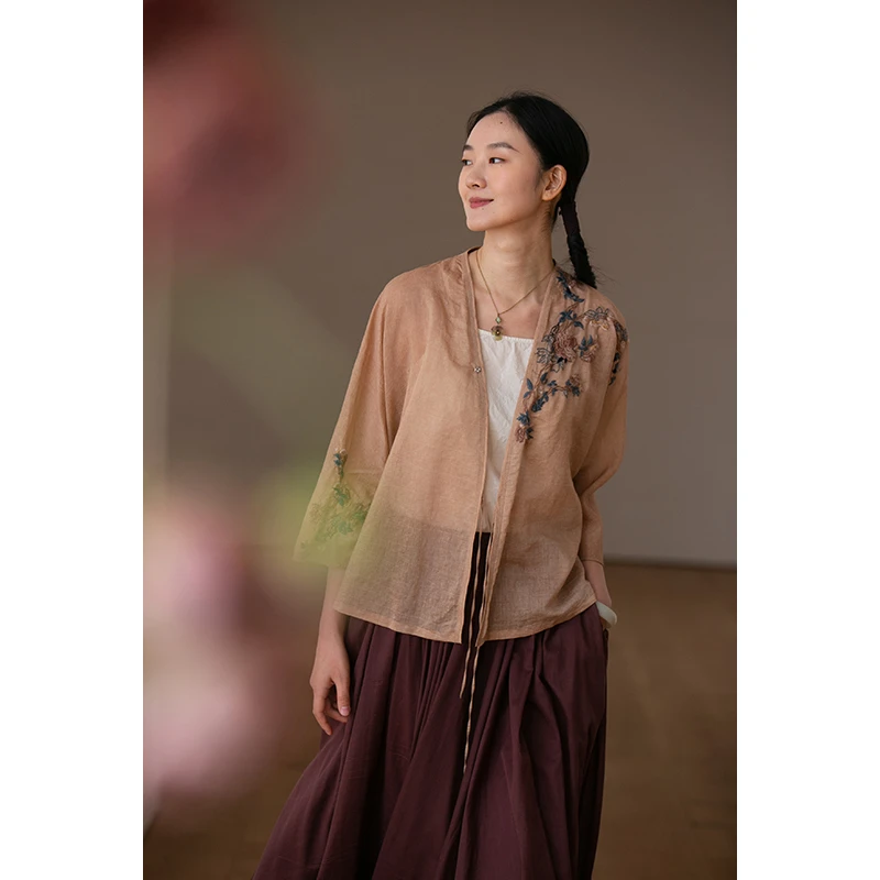 【非遗苗绣】牧衣游原创夏季清凉透气丝棉禅意百搭开衫防晒衫醉清风
