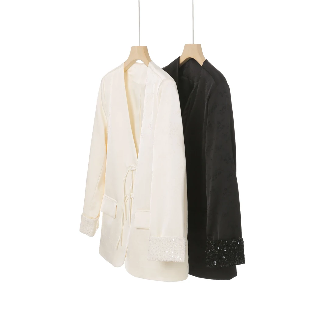 李子木先生暗纹提花新中式上衣2024春季新款轻奢女气质外套C6613