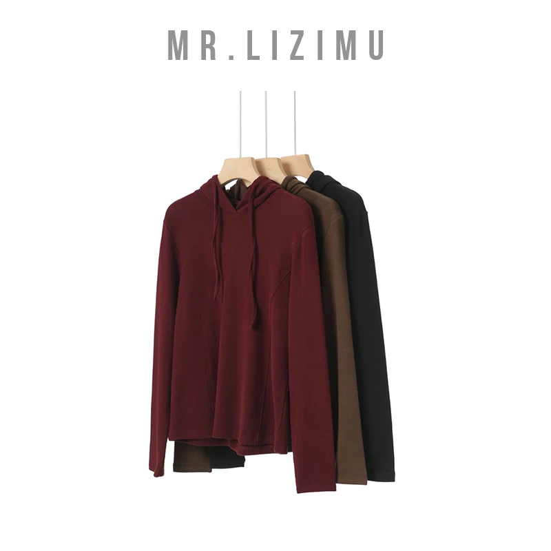 李子木先生简约抽绳连帽卫衣2024秋冬新款加绒加厚套头卫衣C8627