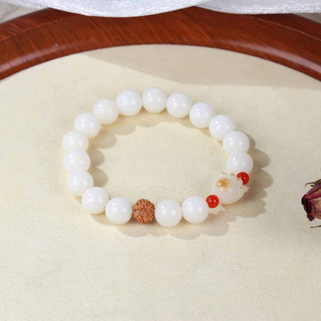 【麦子家族】白玉菩提手串9-10圆珠百搭男女MZ019