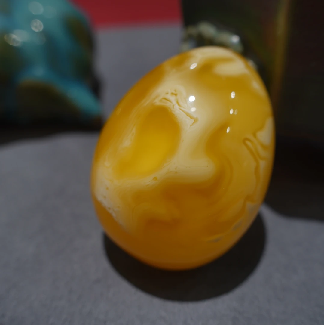 天然蜜蜡白花蜡水滴吊坠镶嵌项坠挂件女款项链黄色精美挂坠
