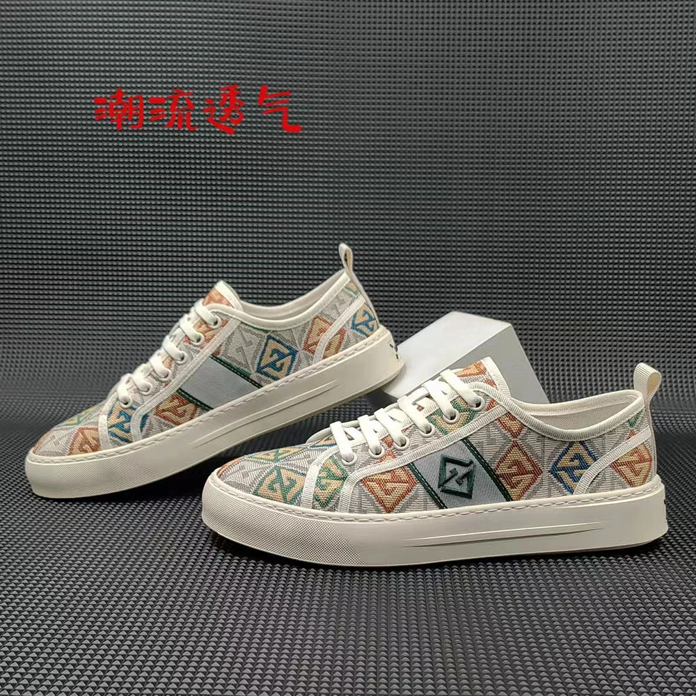 男士夏季透气板鞋男款潮鞋男鞋百搭一脚蹬免系带懒人休闲鞋布鞋子