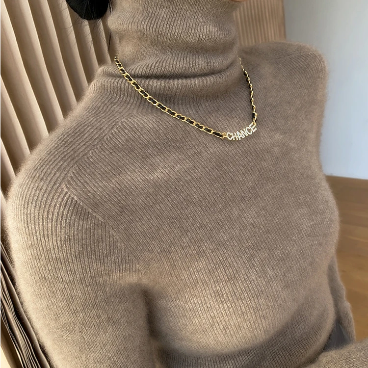 高领修身加厚针织衫女秋冬内搭打底毛衣长袖百搭上衣