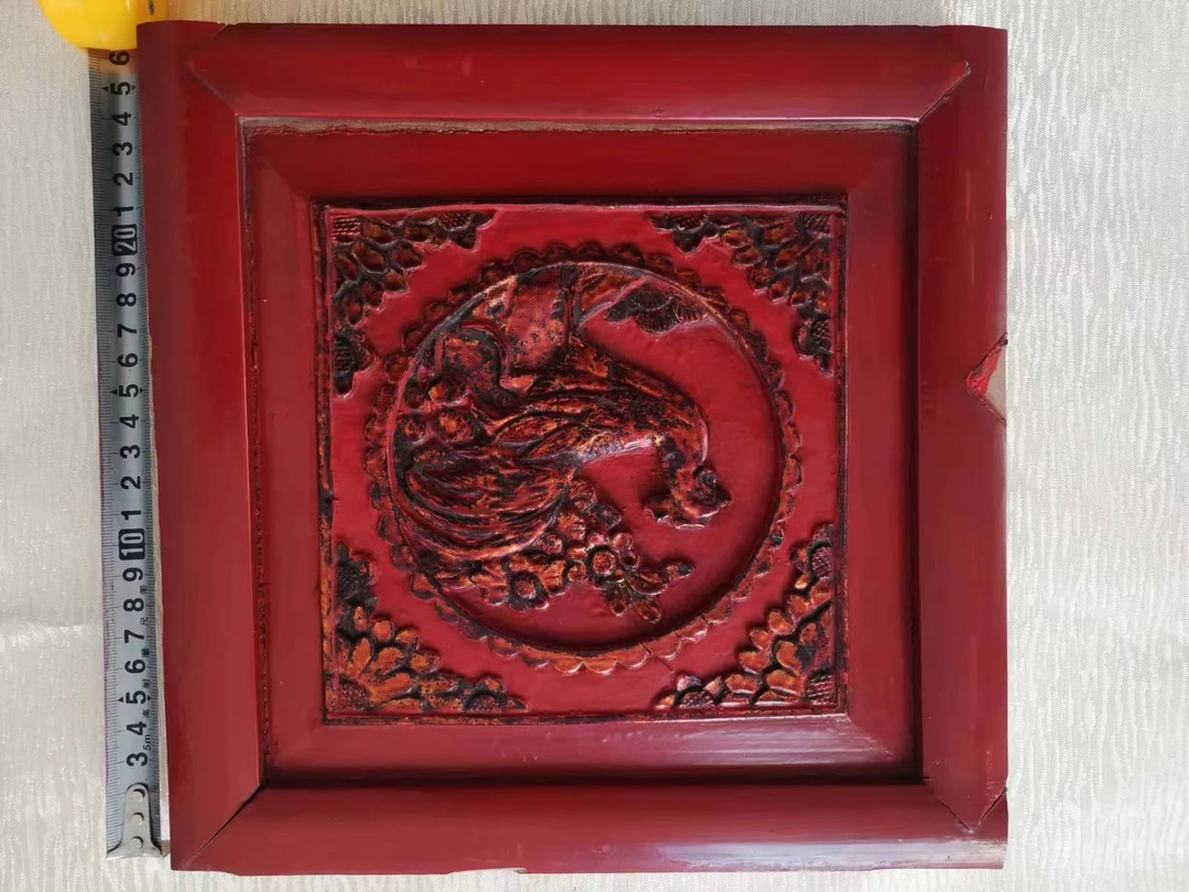 老物件木雕花板报晓雄鸡