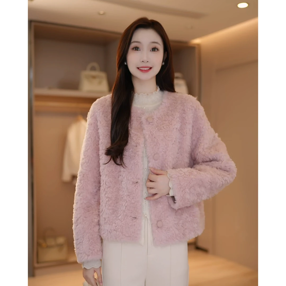 Candy Cloud松雪 真毛100%绵羊毛皮毛一体秋冬皮草外套WT123/5