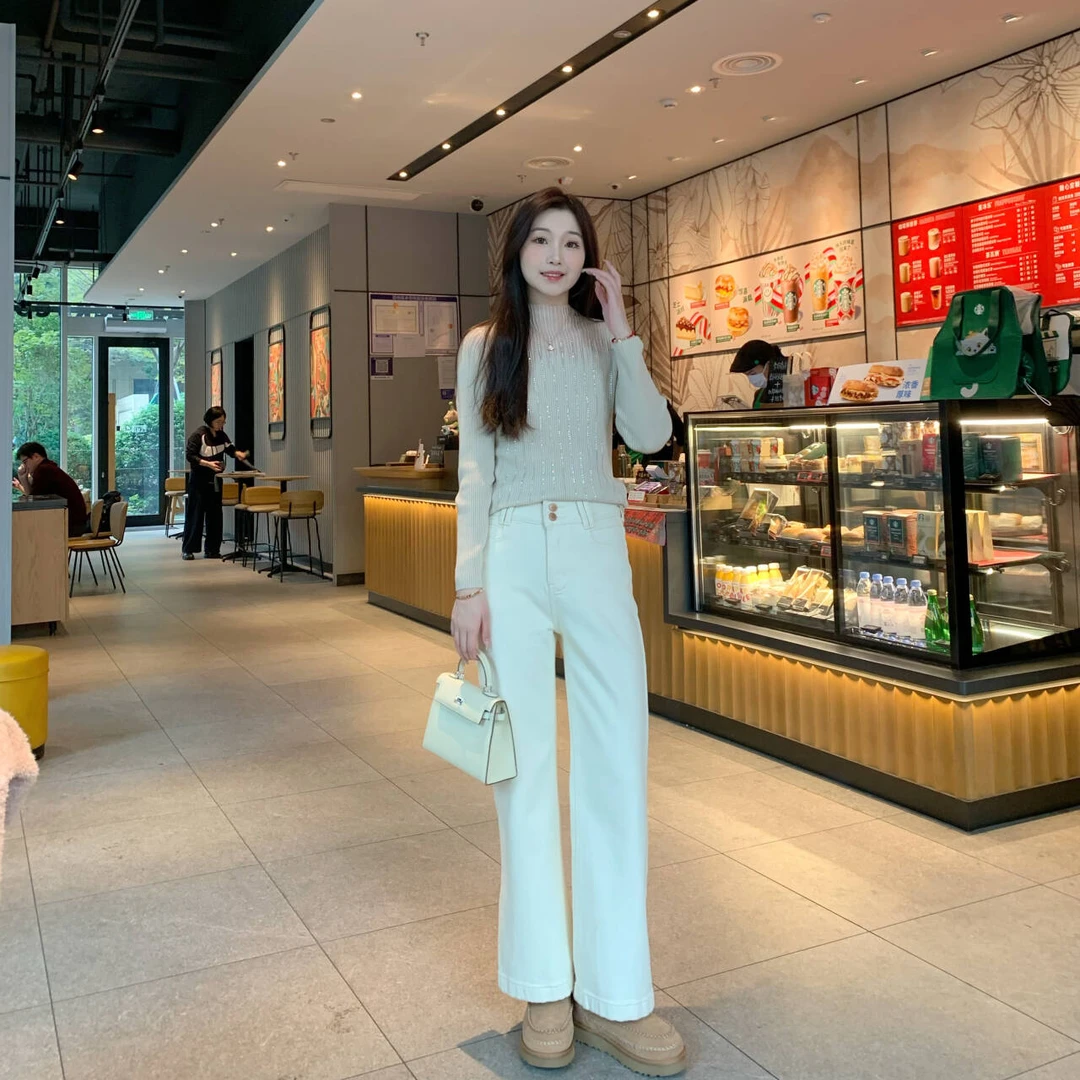 Candy Cloud筒喇裤 暖舒绒加厚蓄热保暖直筒喇叭裤牛仔裤KZ155/5