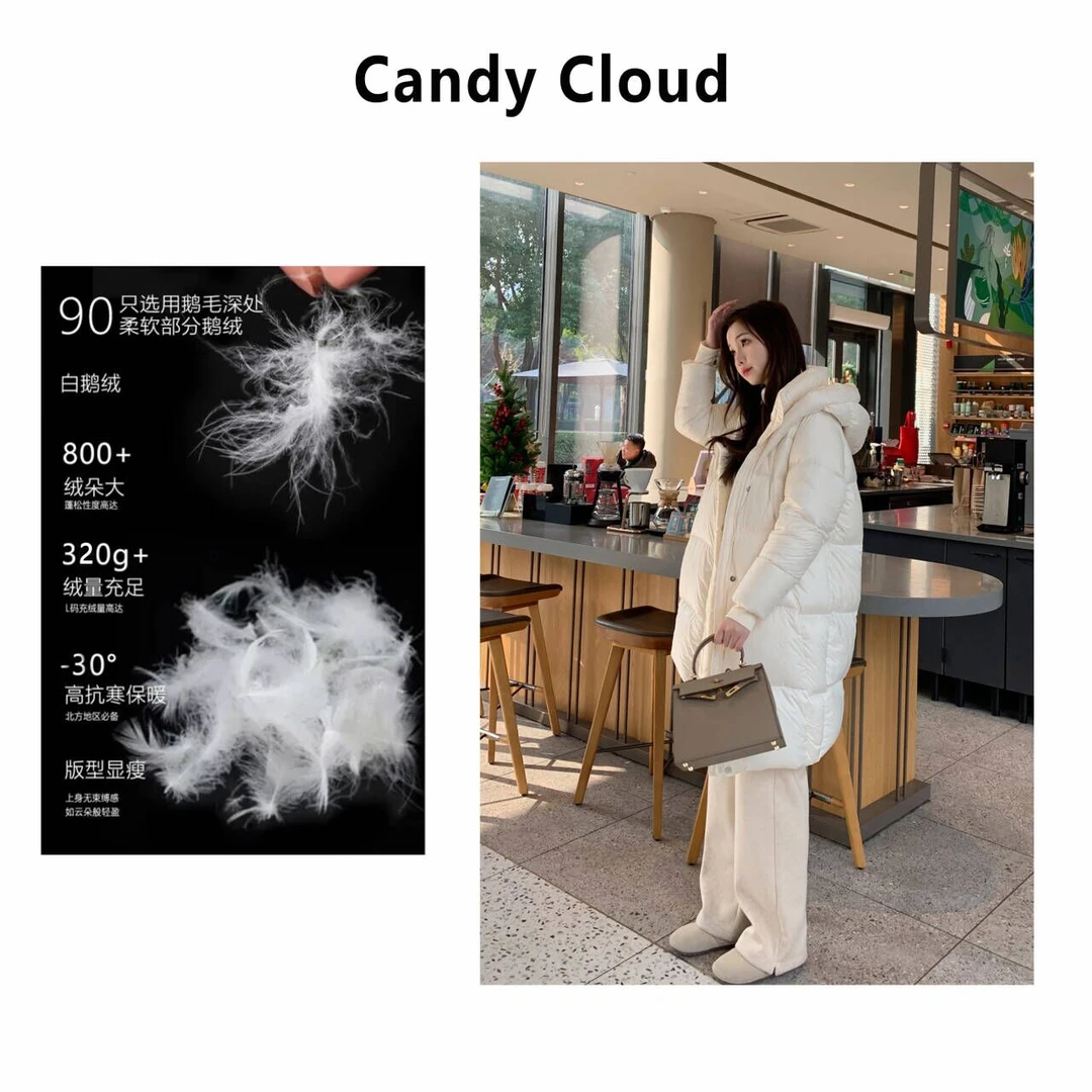 Candy Cloud大白鹅 320多克新国标白鹅绒保暖羽绒服外套YRF124/5