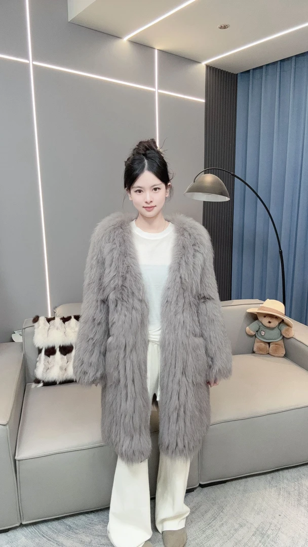 《气质女神》百搭狐狸毛编织成品长款托斯卡纳（90）