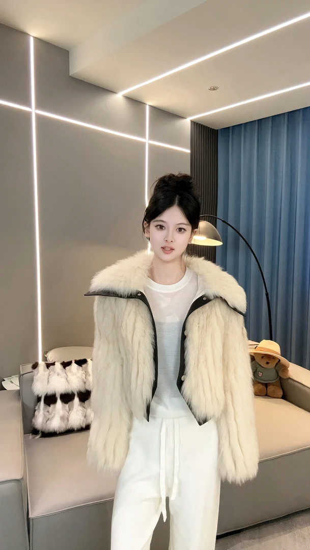 原创 小雪名媛狐狸毛女皮草外套