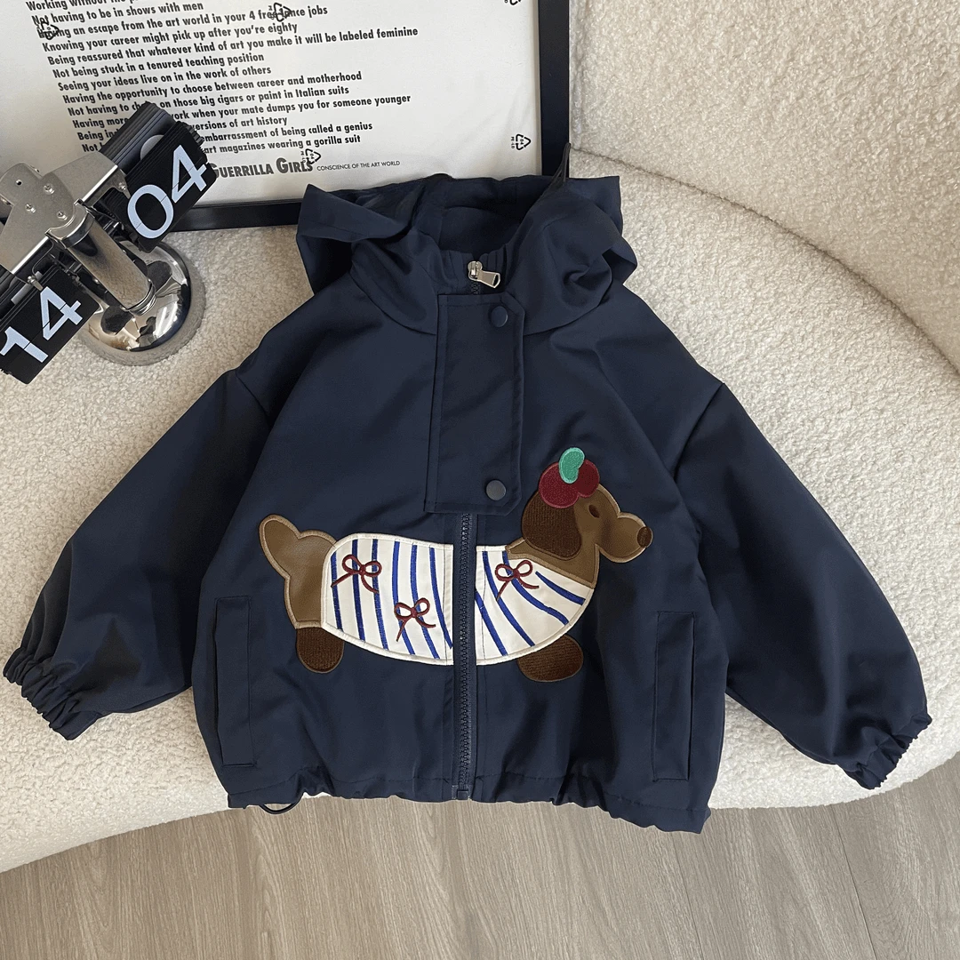 男童外套2025秋新款儿童潮流韩版时尚冲锋衣风衣韩版小狗外套春秋