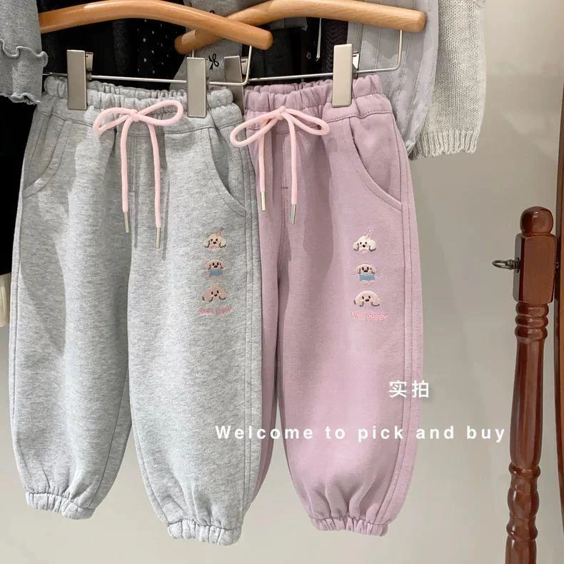 女童裤子加绒加厚2025秋冬款女孩一体绒卫裤休闲宝宝运动裤韩版