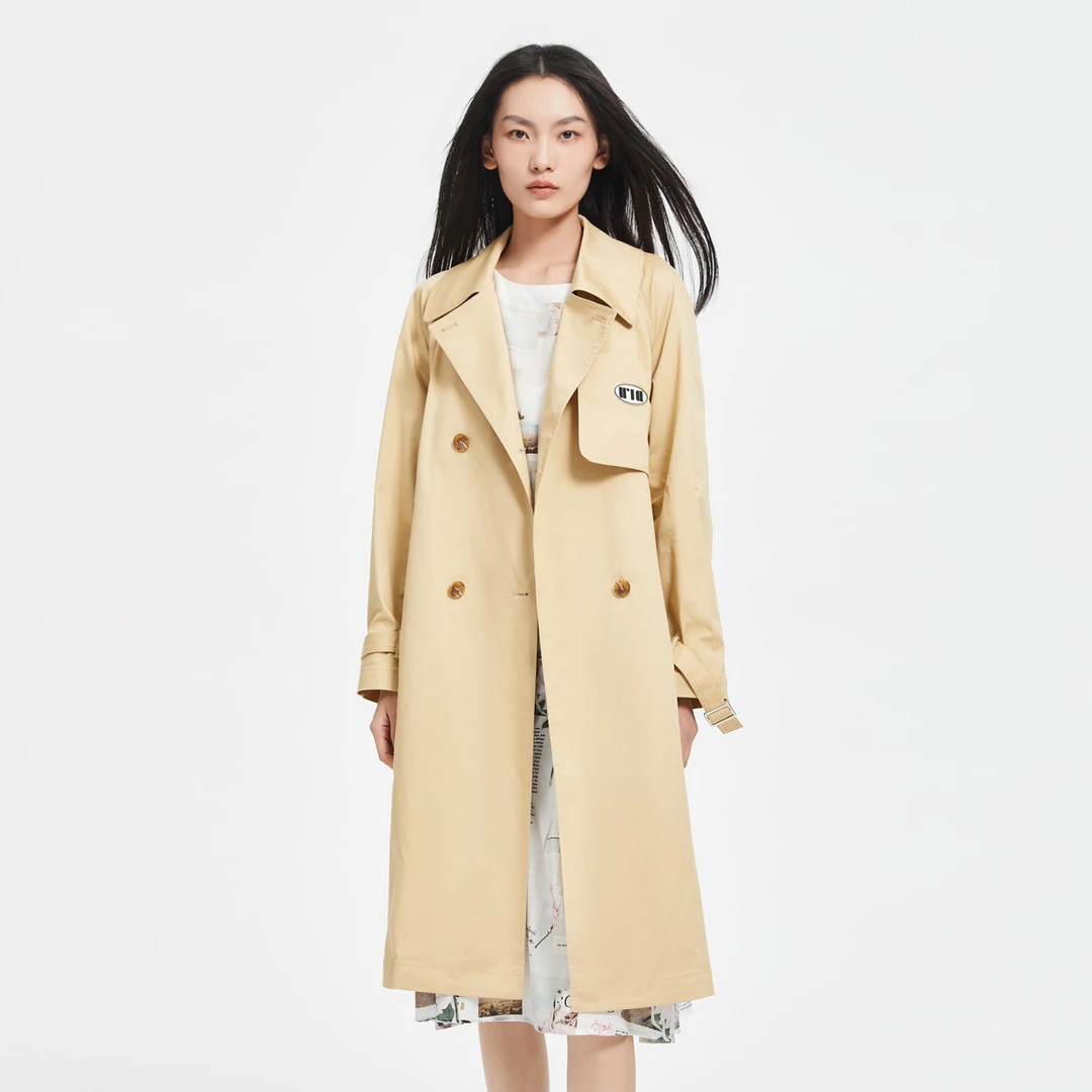 URLAZH有兰新款驼色风衣大衣中长款早秋时髦小个子外套女WK3OW01