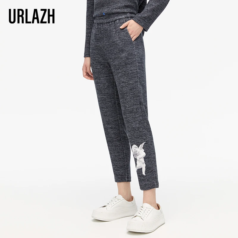 URLAZH有兰直筒高腰时尚麻灰洋气运动百搭休闲裤JL1PA07