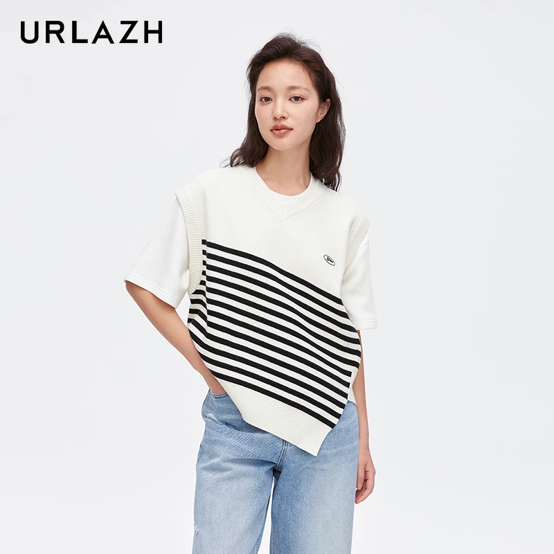 商场同款URLAZH有兰新款羊绒条纹宽松针织背心女JM3KV03