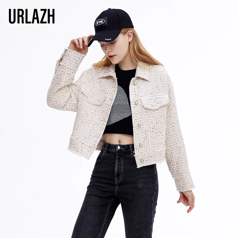 URLAZH有兰春季新款洋气时尚奶油米白休闲气质短外套女LL1JA11