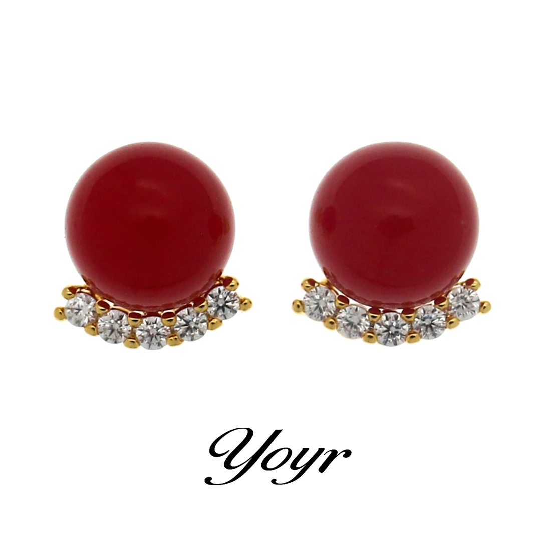 YOYR 铜合金耳饰 锆钻珠珠小耳钉 轻奢气质时尚百搭简约精致耳环