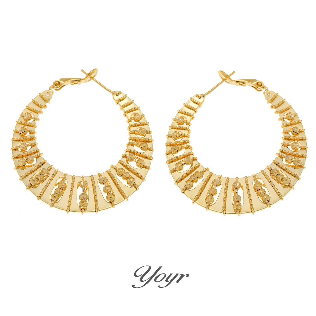 YOYR 铜合金耳饰 精工编织月牙耳圈 轻奢重工夸张气质个性大耳环