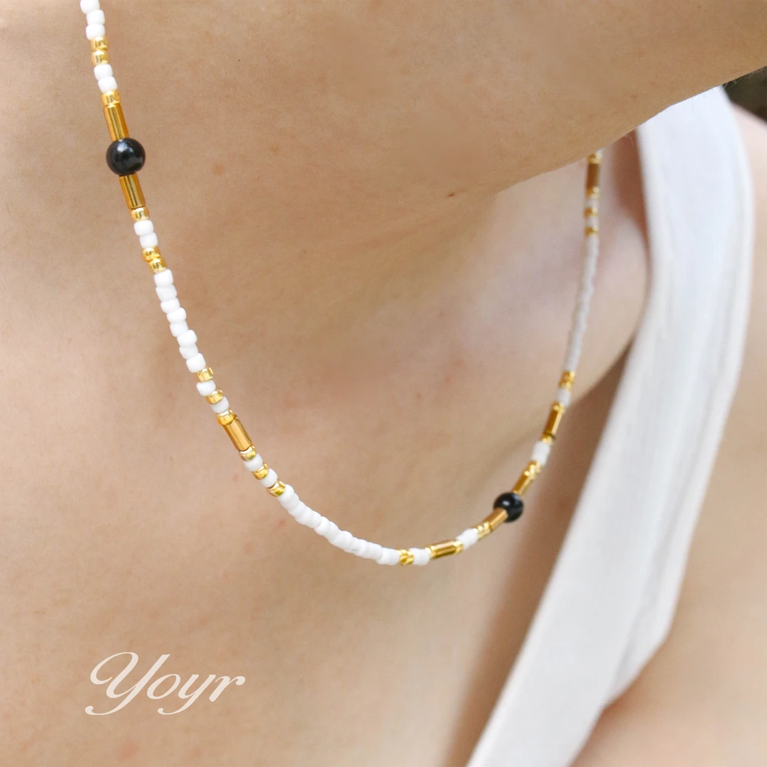 YOYR 钛钢项链 【星儿专属】白巧克力原创设计手工串珠彩色锁骨链