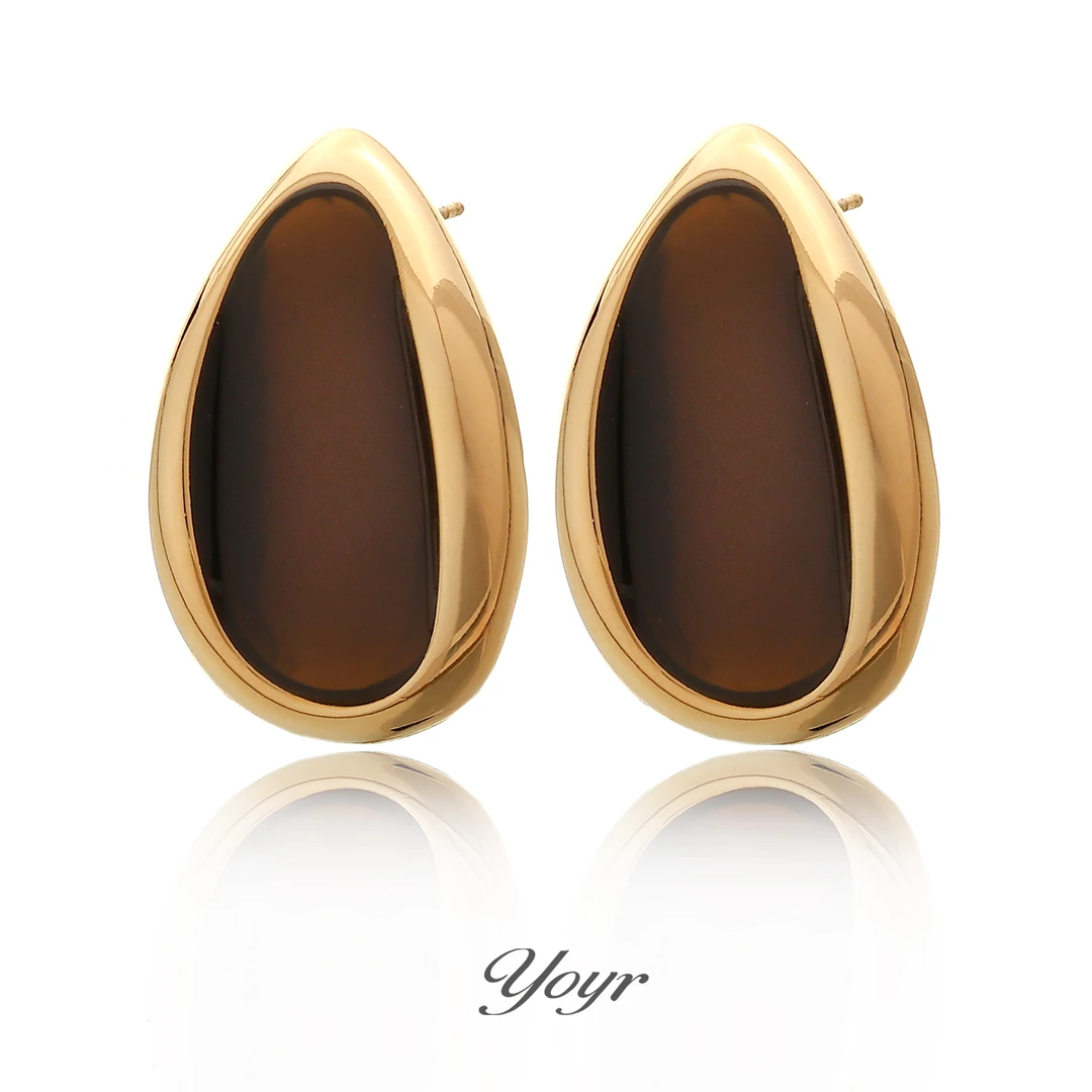 YOYR 黄铜耳饰 落日曼哈顿耳钉流光色红色复古个性气质轻奢耳环