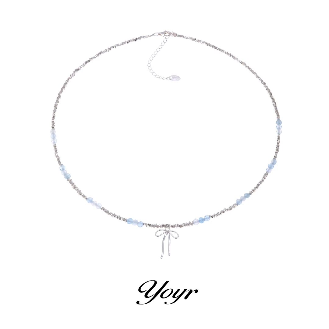 YOYR 坠链均925银 碎银兰蝶项链 小众设计感时尚春夏手作锁骨链