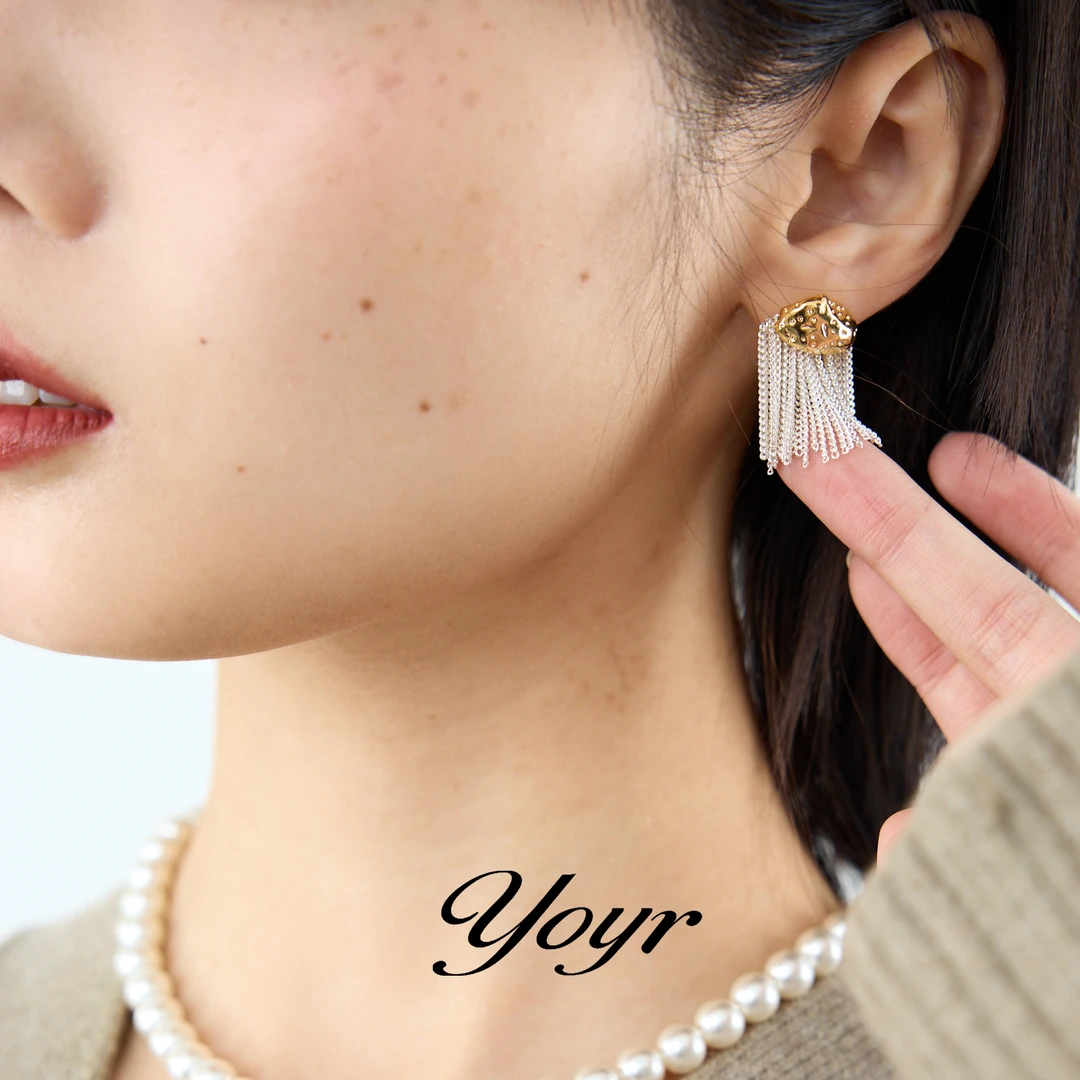 YOYR 铜合金耳饰 【十六专属】金银撞色拼接流苏时髦高级感气质耳环