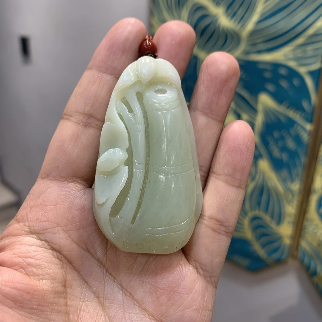 岫玉精品竹节吊坠
