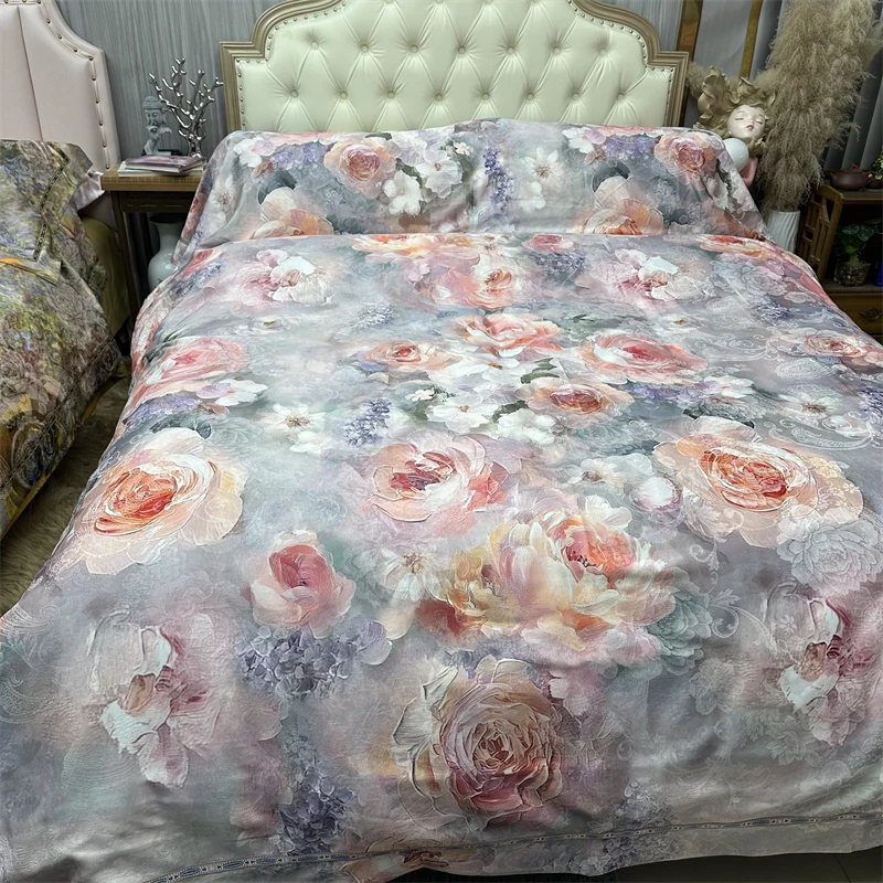 安羽婷高端欧式全棉提花四件套四季通用款床品加厚亲肤轻奢