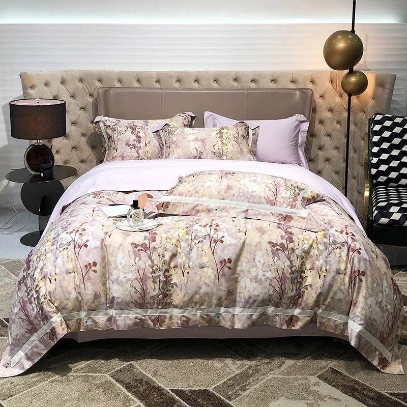 高端100S全棉四件套四季款纯棉数码印花机洗双面被套四件套纯棉