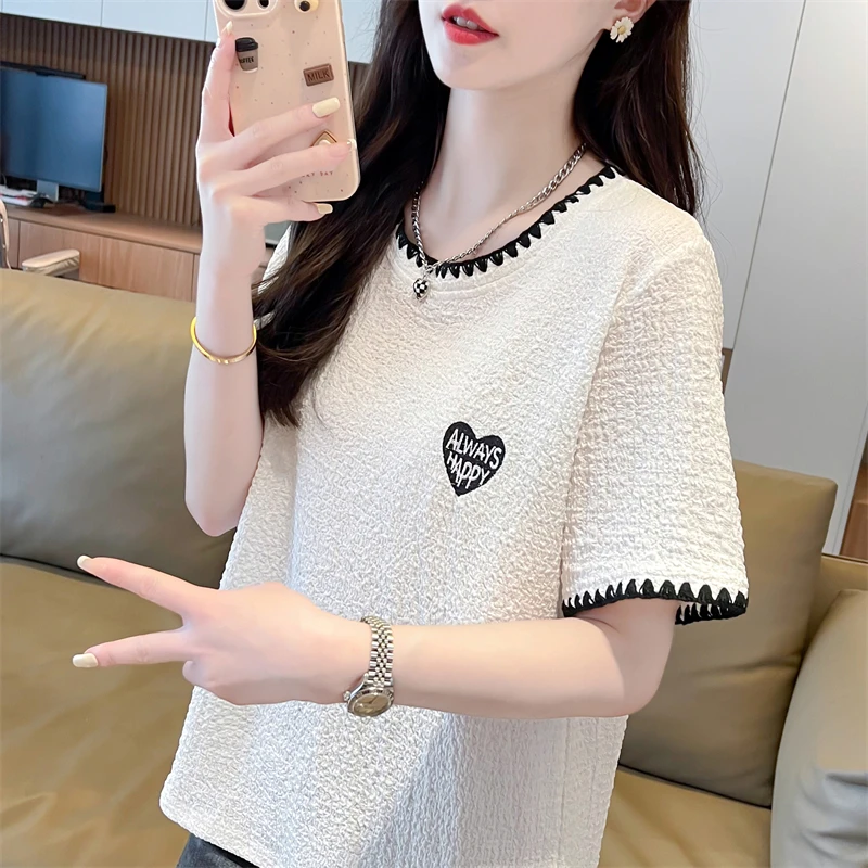 2025夏季新款字母短袖女装短款T恤小众设计小个子上衣打底衫潮ins