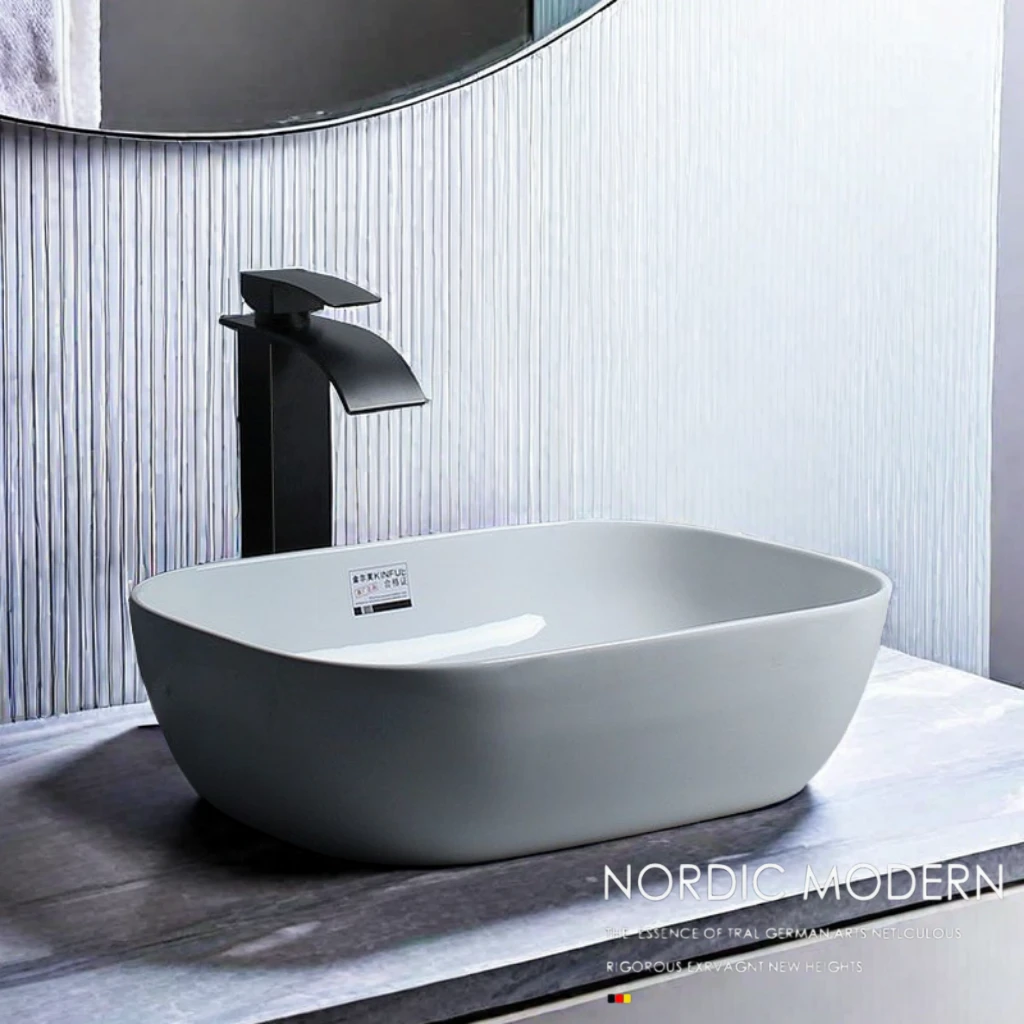 九牡王新款阳台洗手盆台上洗手盆洗脸盆卫生间方形特大号陶瓷台盆