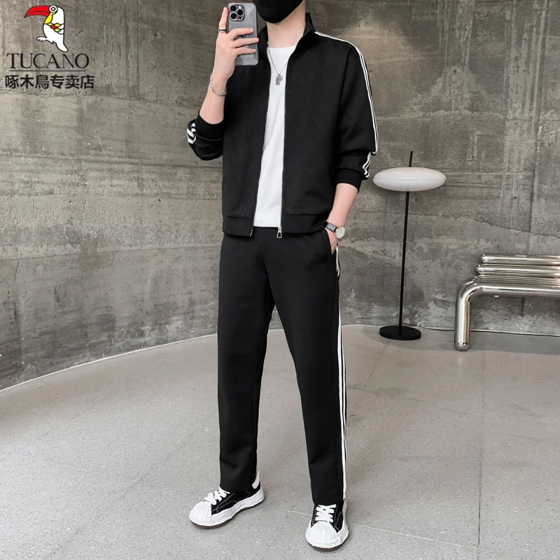 TUCANO/啄木鳥春秋季新款男士休闲套装满印开衫卫衣直筒裤二件套.