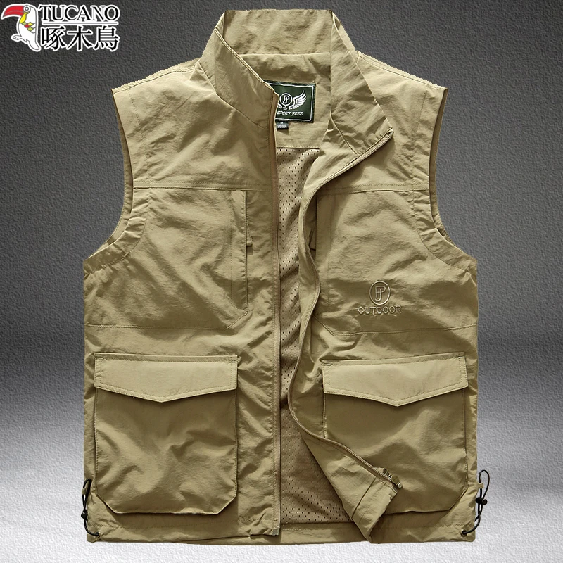 TUCANO/啄木鳥夏季薄款速干背心多口袋宽松马夹外穿户外休闲坎肩.