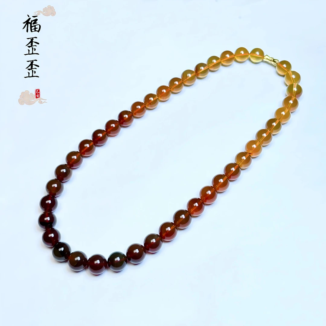 FUWAIWAI/福歪歪天然彩虹琥珀项链紫杉醇灵草珀女神公主金属扣链