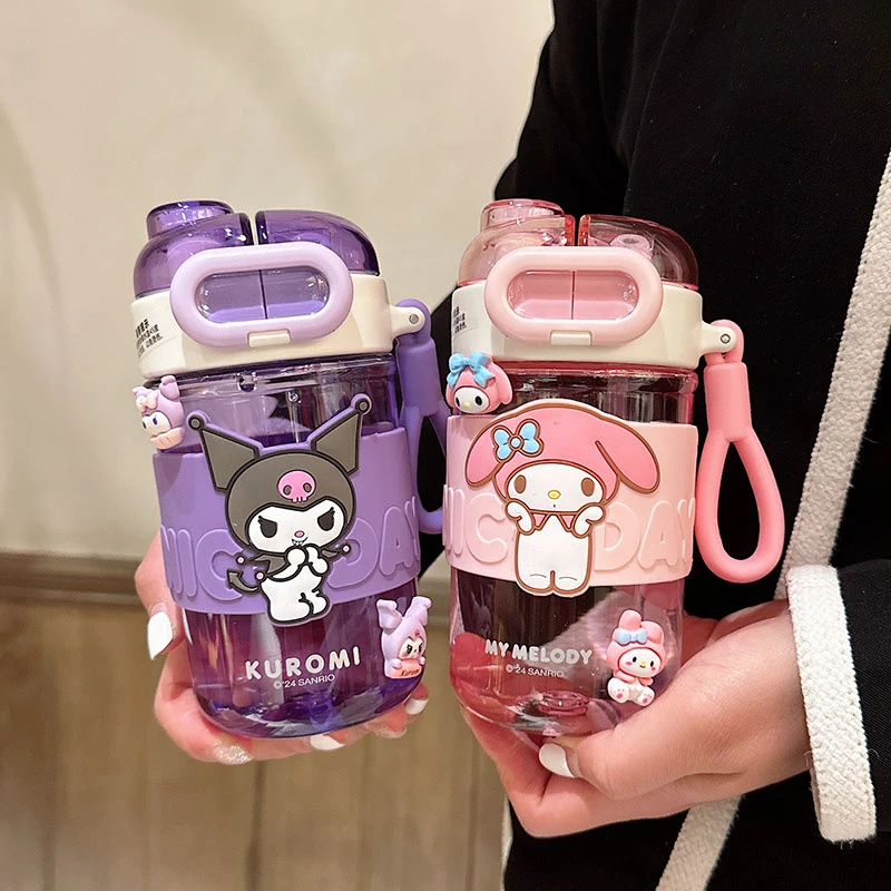 三丽鸥双饮水杯可爱耐高温塑料杯儿童夏季高颜值小巧便携吸管杯子
