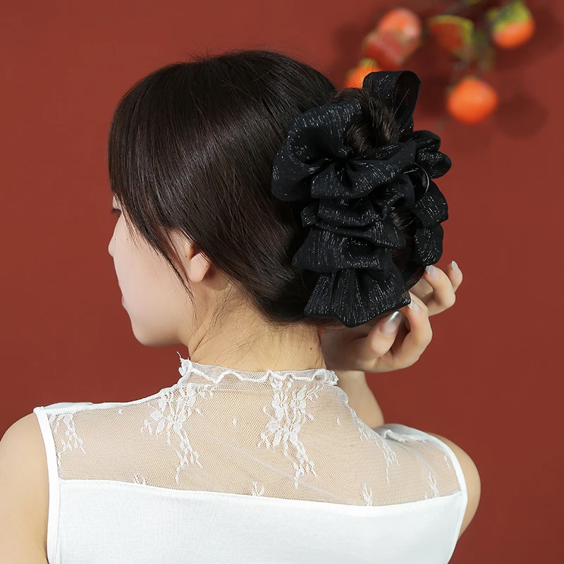 云朵银丝双面泡泡发夹鲨鱼夹后脑勺头饰夹头发蝴蝶结抓夹女夹子