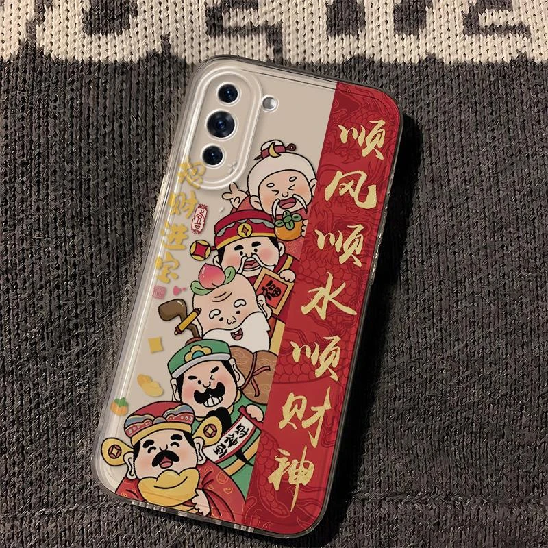 华为nova10网红新款五路财神国风透明手机壳太空卡通全包软硅胶保